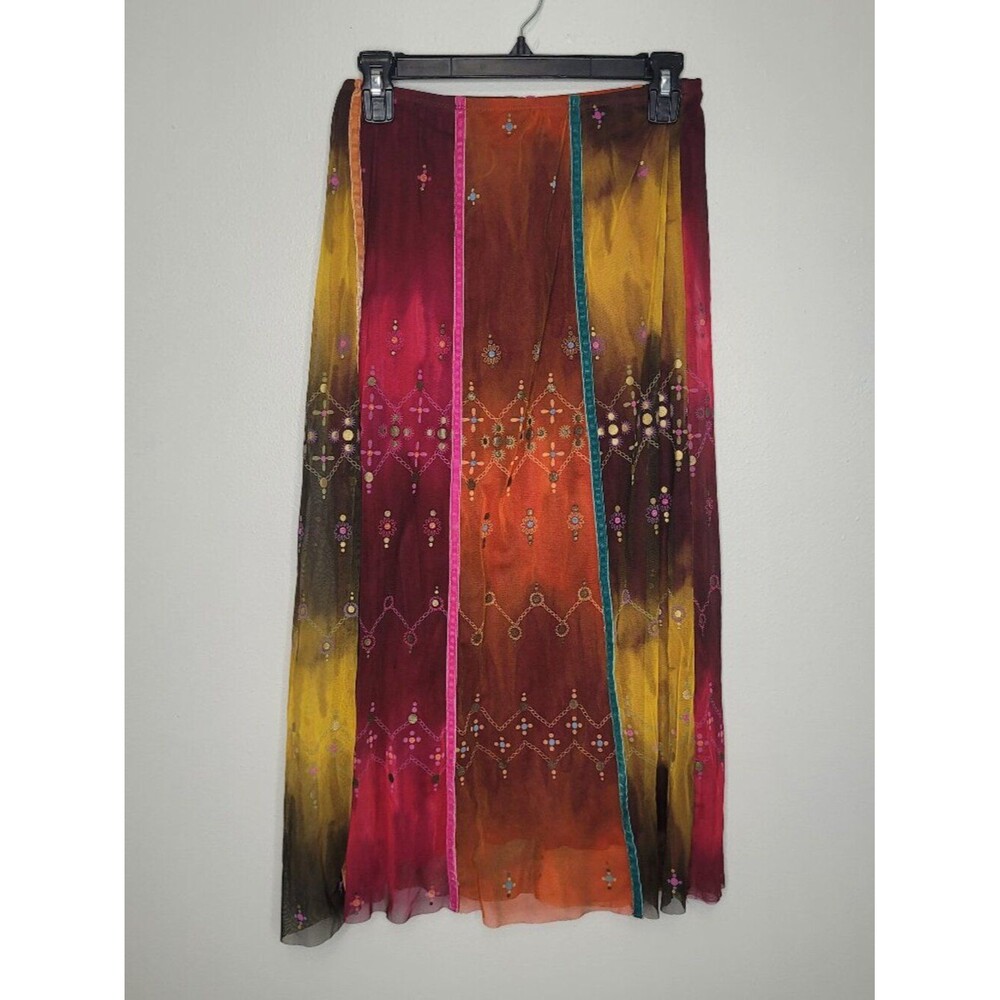 y2k West End multicolor artsy boho witchy grunge fairy midi maxi pull on skirt M